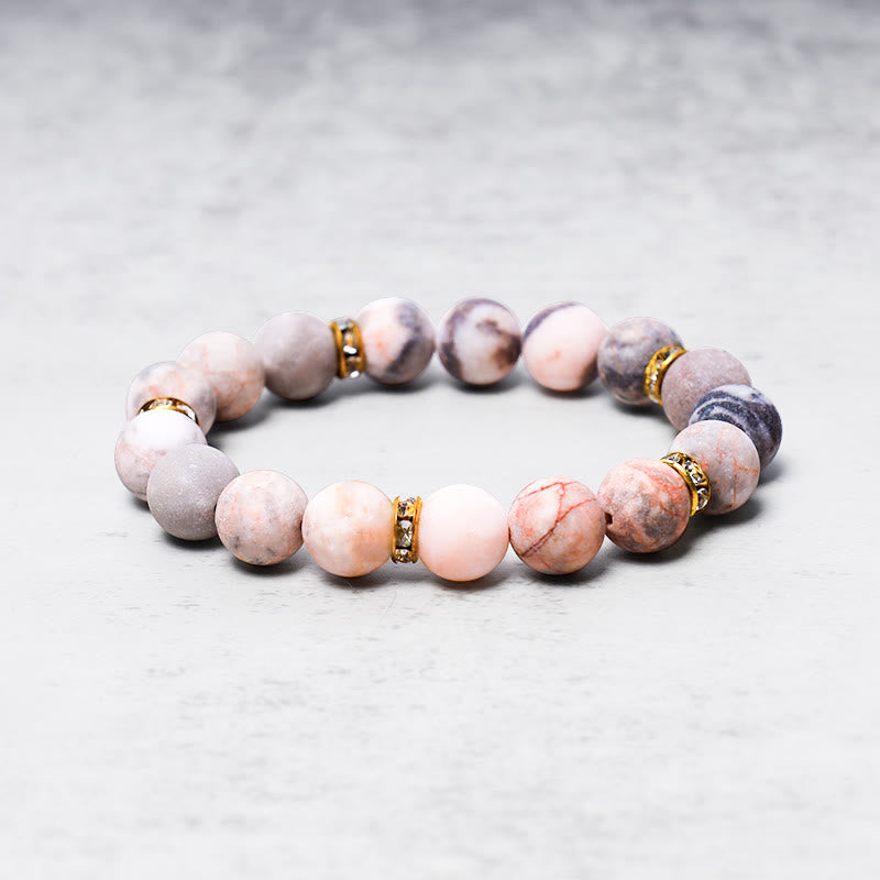 Nimara Ritual Anxiety Stress Healing Crystal Zebra Jasper Bead Bracelet