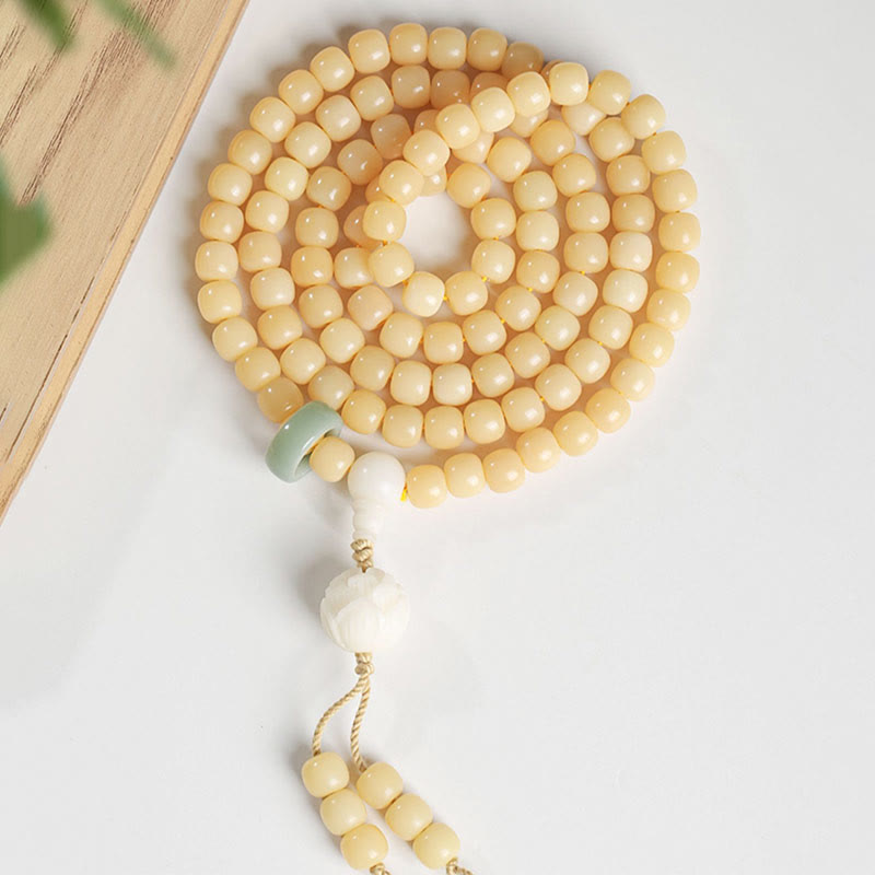 Nimara Ritual Natural Bodhi Seed Lotus Dzi Bead Peace Harmony Charm Bracelet