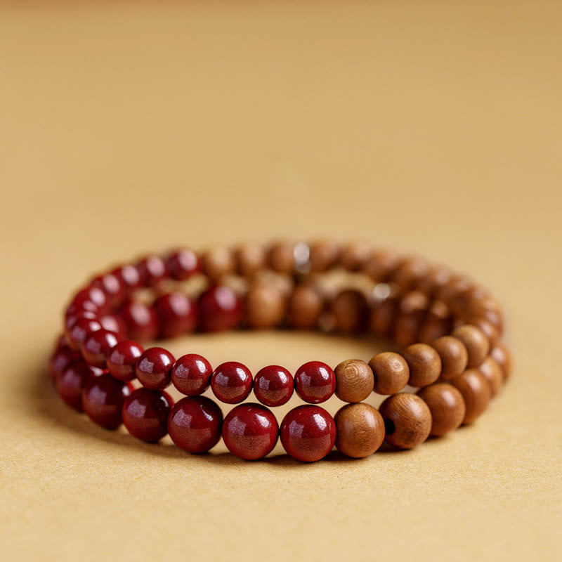 Nimara Ritual 925 Sterling Silver Peach Wood Cinnabar Ward Off Evil Spirits Bracelet