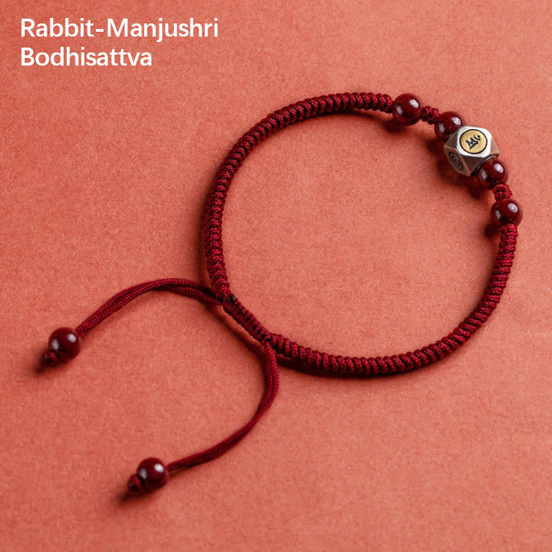 Nimara Ritual 925 Sterling Silver Chinese Zodiac Natal Buddha Cinnabar Calm Bracelet