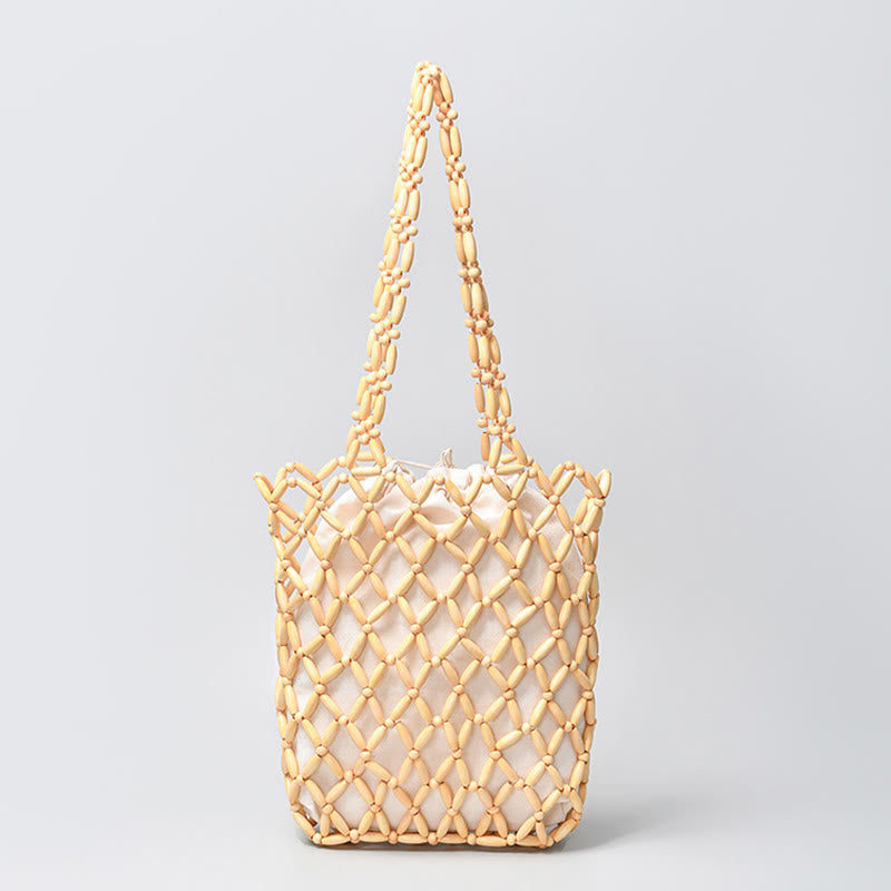 Nimara Ritual Hand-woven Wooden Beads Shoulder Bag Handbag