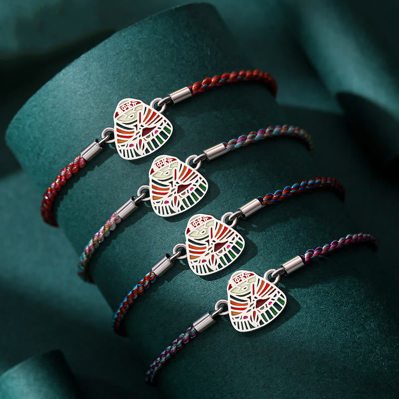 Nimara Ritual 925 Sterling Silver Zongzi Pattern Luck Multicolored Handcrafted Bracelet