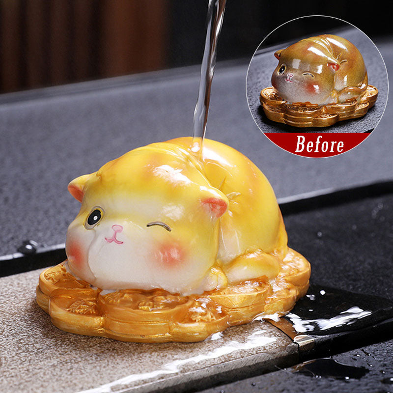 Nimara Ritual Color Changing Cute Mini Cat Resin Tea Pet Wealth Home Figurine Decoration