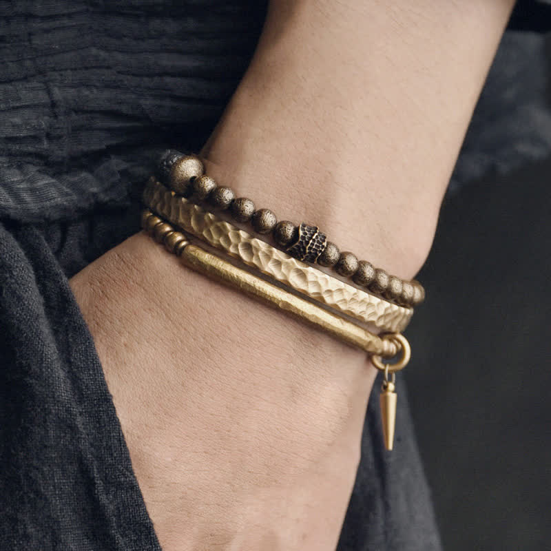 Nimara Ritual Lava Rock Stone Copper Balance Cuff Bracelet Bangle