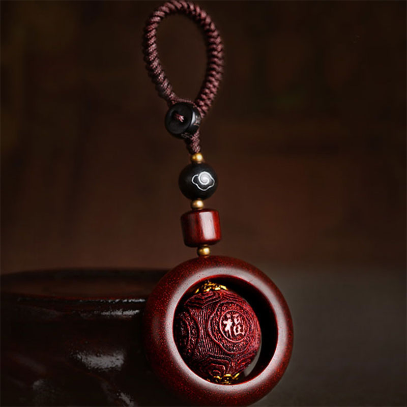 Nimara Ritual Tibetan Small Leaf Red Sandalwood Ebony Luck Protection Rotation Decoration