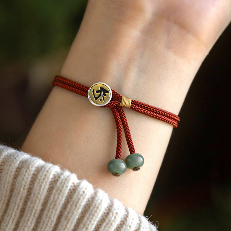 Nimara Ritual 925 Sterling Silver Handmade Chinese Zodiac Natal Buddha Cyan Bodhi Seed Protection Braided Red String Bracelet