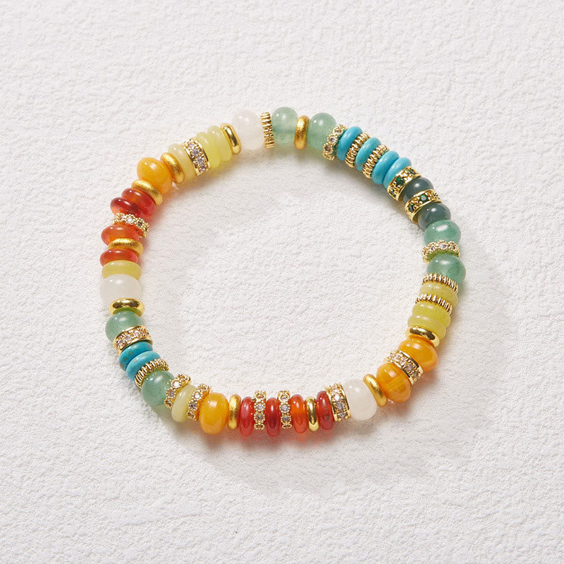 Nimara Ritual Natural Red Agate Jade Rainbow Confidence Bracelet
