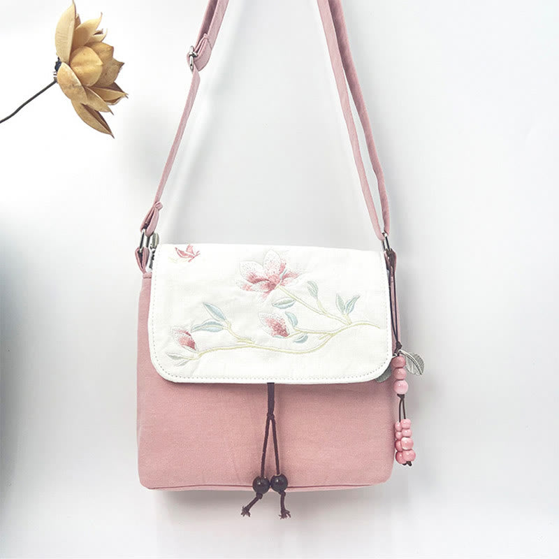 Nimara Ritual Embroidered Camellia Epiphyllum Gardenia Sakura Flowers Crossbody Bag Shoulder Bag Cellphone Bag