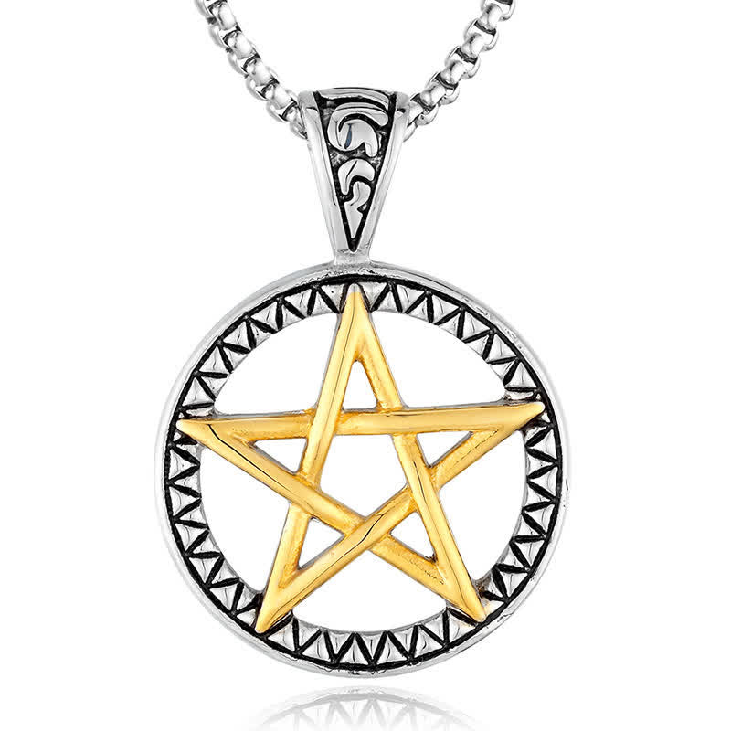 Nimara Ritual Pentagram Titanium Steel Balance Necklace Pendant