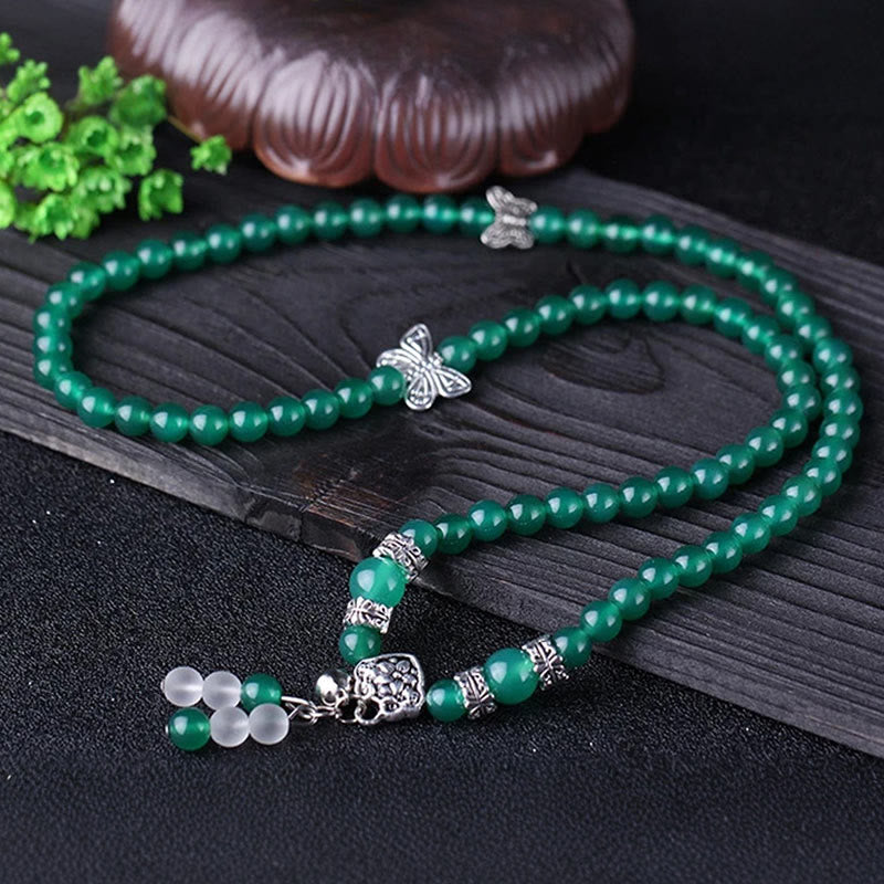 Nimara Ritual Natural Green Agate Butterfly Support Bracelet