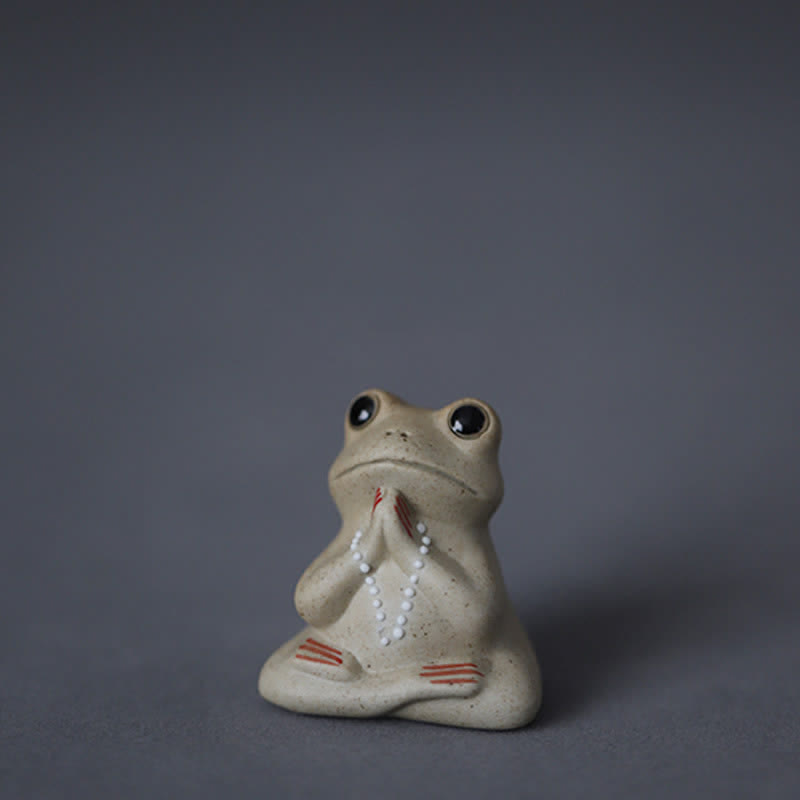 Nimara Ritual Meditating Ceramic Small Frog Statue Decoration