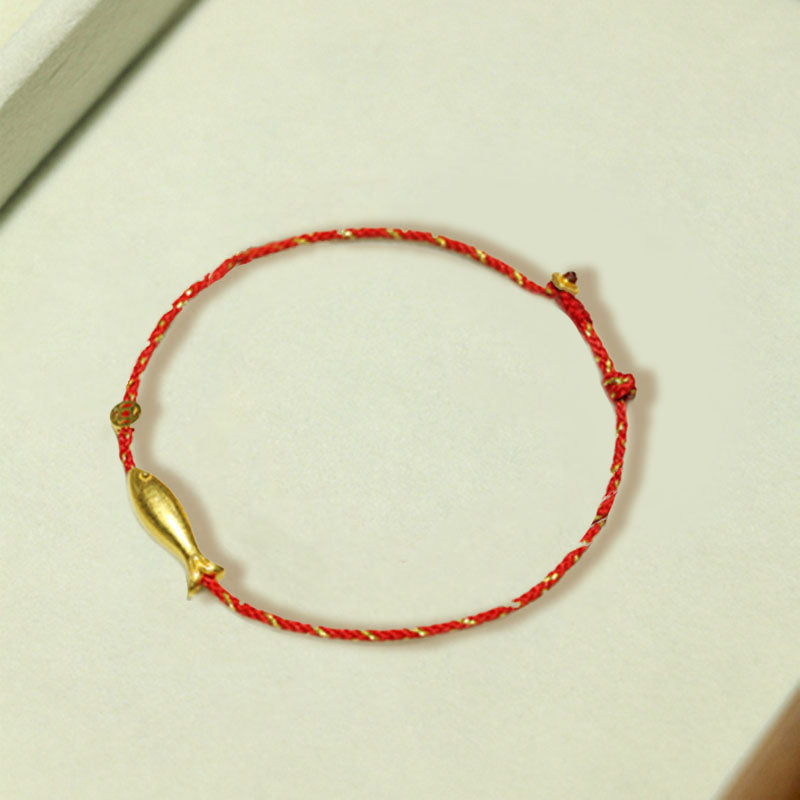 Nimara Ritual 14K Gold Plated Koi Fish Luck Wealth Braided Bracelet