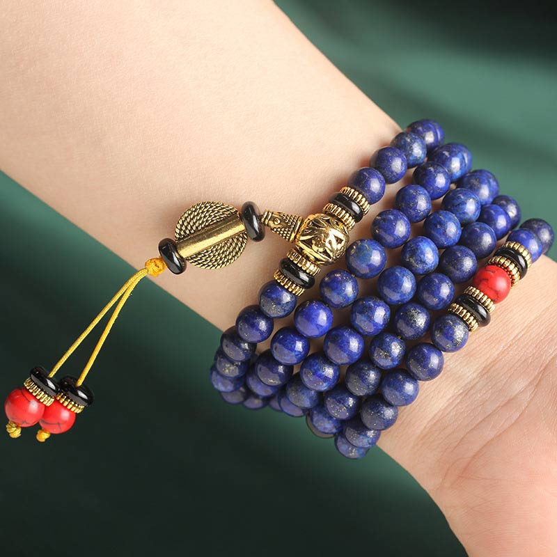 Nimara Ritual Tibetan Mala Lapis Lazuli Lazurite Positive Bracelet