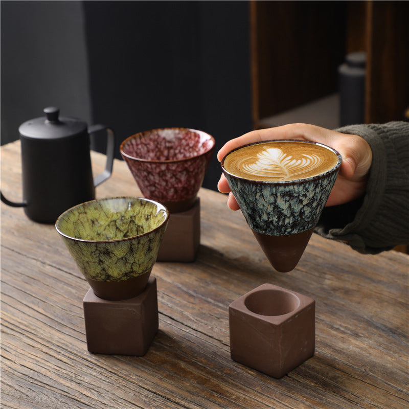 Nimara Ritual Retro Kiln Change Ceramic Coffee Mug Tea Latte Espresso Coffee Cup With Base 200ml
