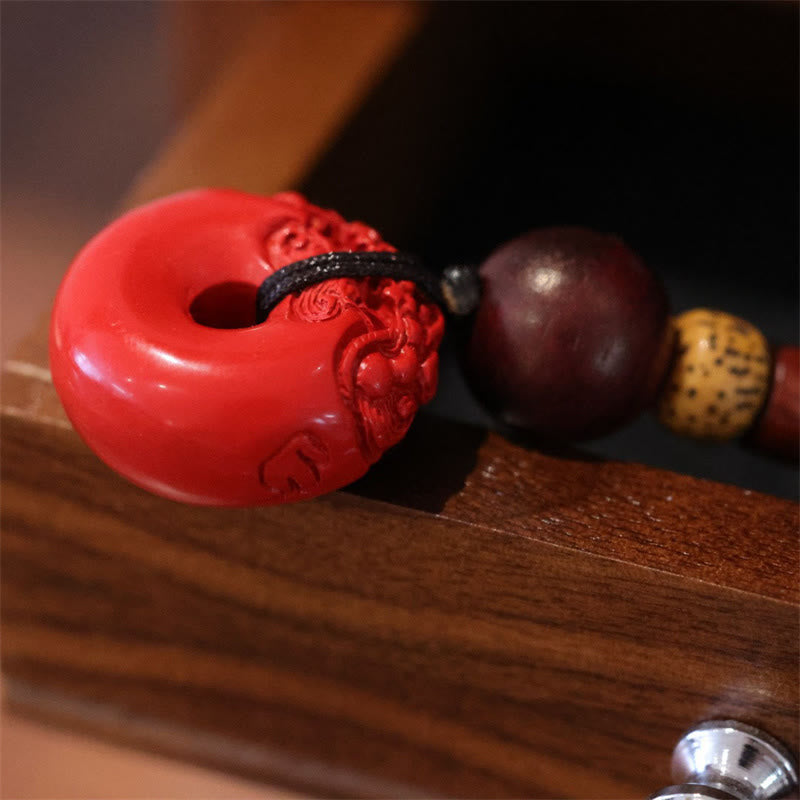 Nimara Ritual Natural Cinnabar PiXiu Peace Buckle Blessing Car Key Chain