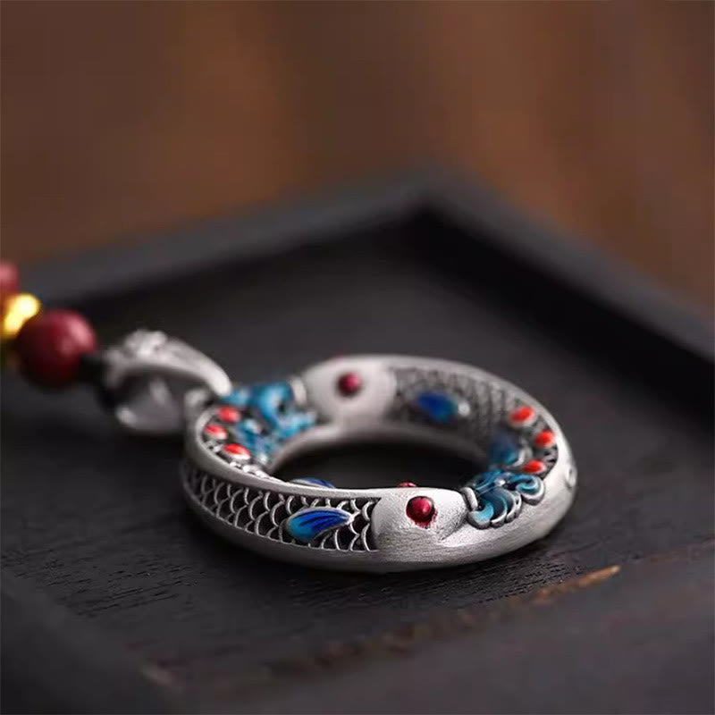 Nimara Ritual Koi Fish Peace Buckle Copper Wealth Luck Necklace Pendant