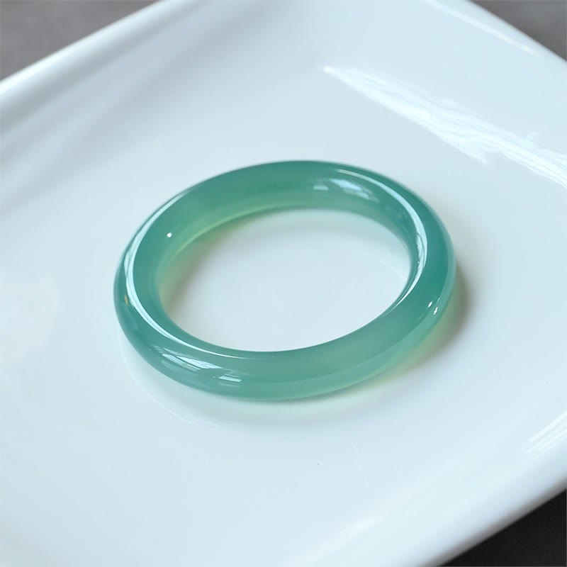 Nimara Ritual Natural Green Chalcedony Strength Bangle Bracelet