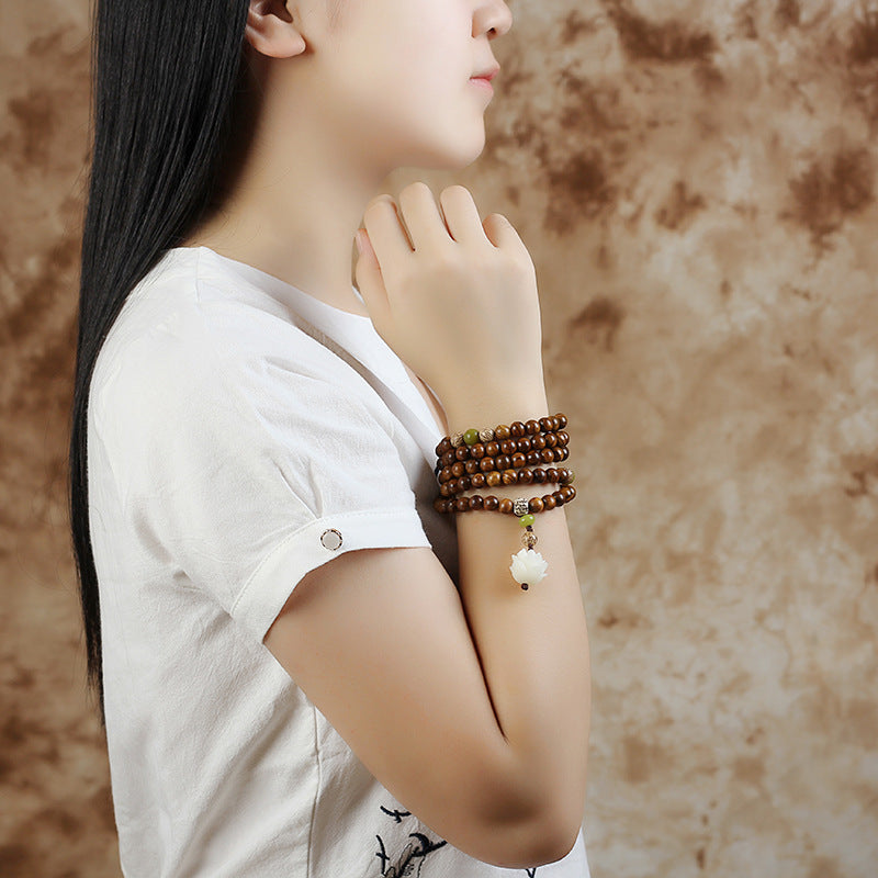 Nimara Ritual Tibetan Rosewood Lotus Mala Protection Calm Necklace Bracelet