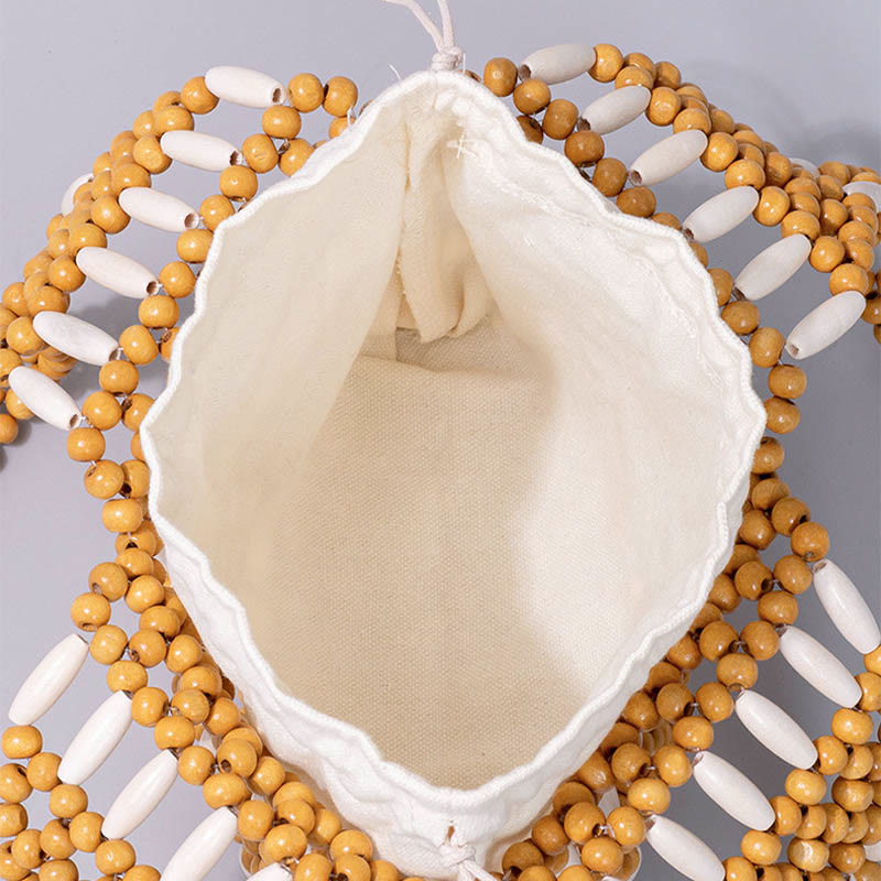 Nimara Ritual Hand-woven Round Wooden Beads Handbag