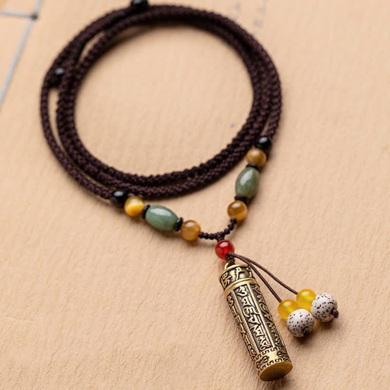 Nimara Ritualhop Tibet Om Mani Padme Hum Agate Shurangama Sutra Protection Necklace Pendant