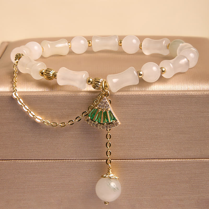 Nimara Ritual Tianshan White Jade Bamboo Pattern Luck Blessing Bracelet