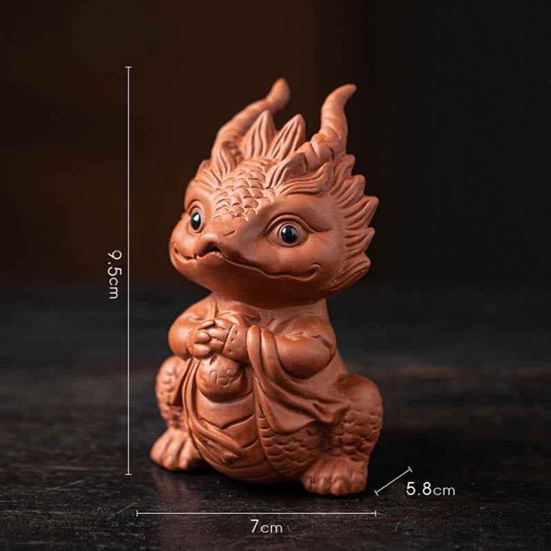 Nimara Ritual Luck Dragon Wealth Tea Pet Purple Clay Figurine Decoration