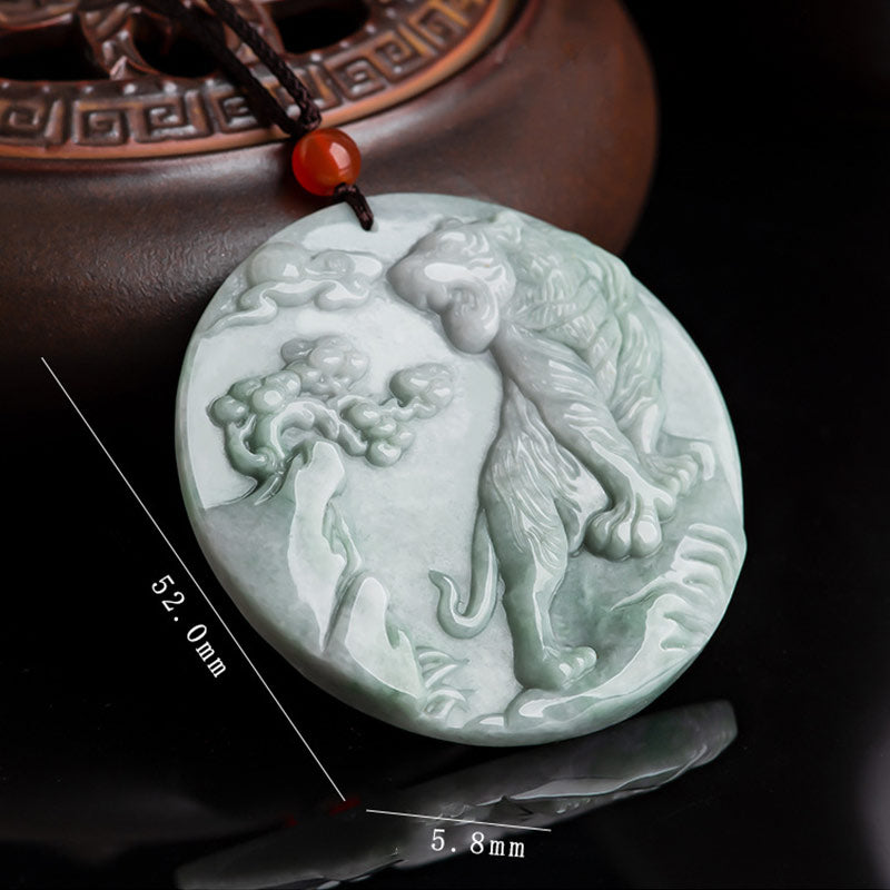 Nimara Ritual Chinese Zodiac Tiger Jade Protection Necklace String Pendant