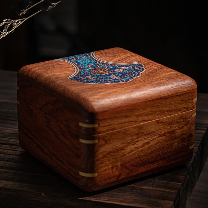 Nimara Ritual Antique Flower Leaf Handmade Rosewood Jewelry Storage Box Wooden Gift Organizer Box