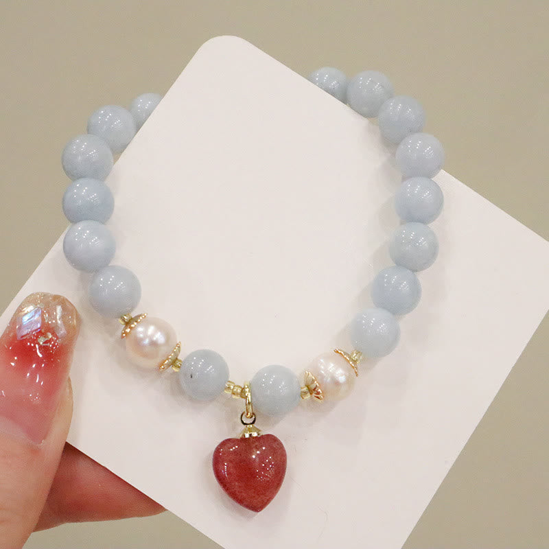 Nimara Ritual Natural Aquamarine Chalcedony Serenity Rabbit Gourd Cat Charm Bracelet