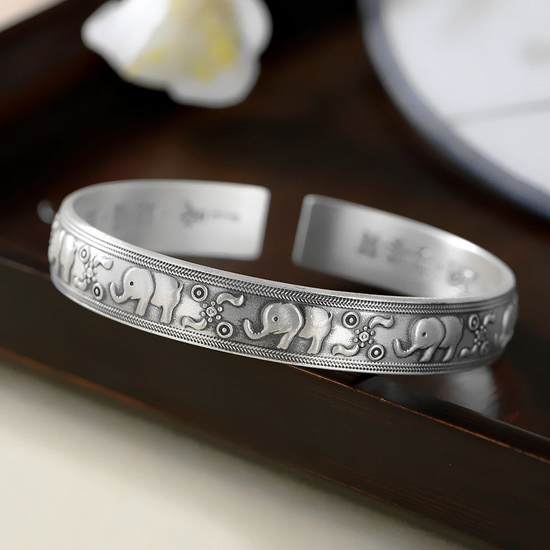 Nimara Ritual Elephant White Copper Strength Bracelet Bangle