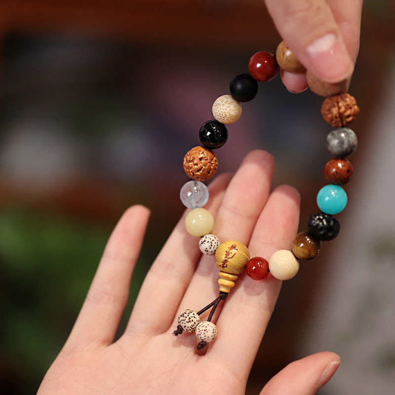 Nimara Ritual Bodhi Seed Agate Wisdom Harmony Wrist Mala Bracelet