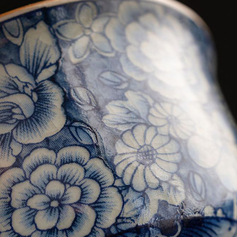 Nimara Ritual Vintage Lotus Peony Plum Blossom Chrysanthemum Ceramic Teacup Tea Cups
