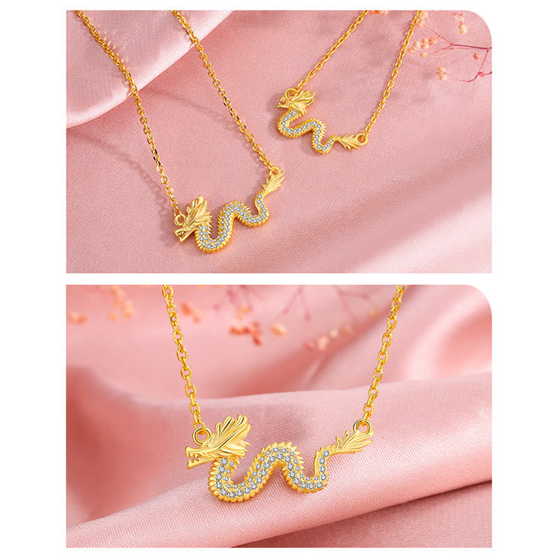 Nimara Ritual 925 Sterling Silver Year Of The Dragon Auspicious Golden Dragon Luck Chain Necklace Pendant