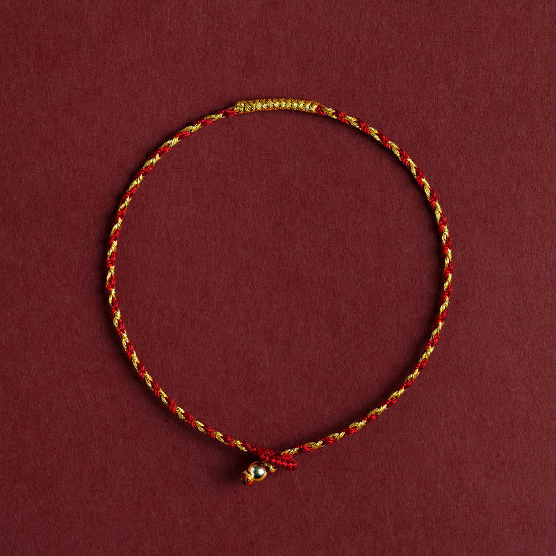 Nimara Ritual 14K Gold Plated Handmade Red Gold Rope King Kong Knot Braided Luck Bracelet