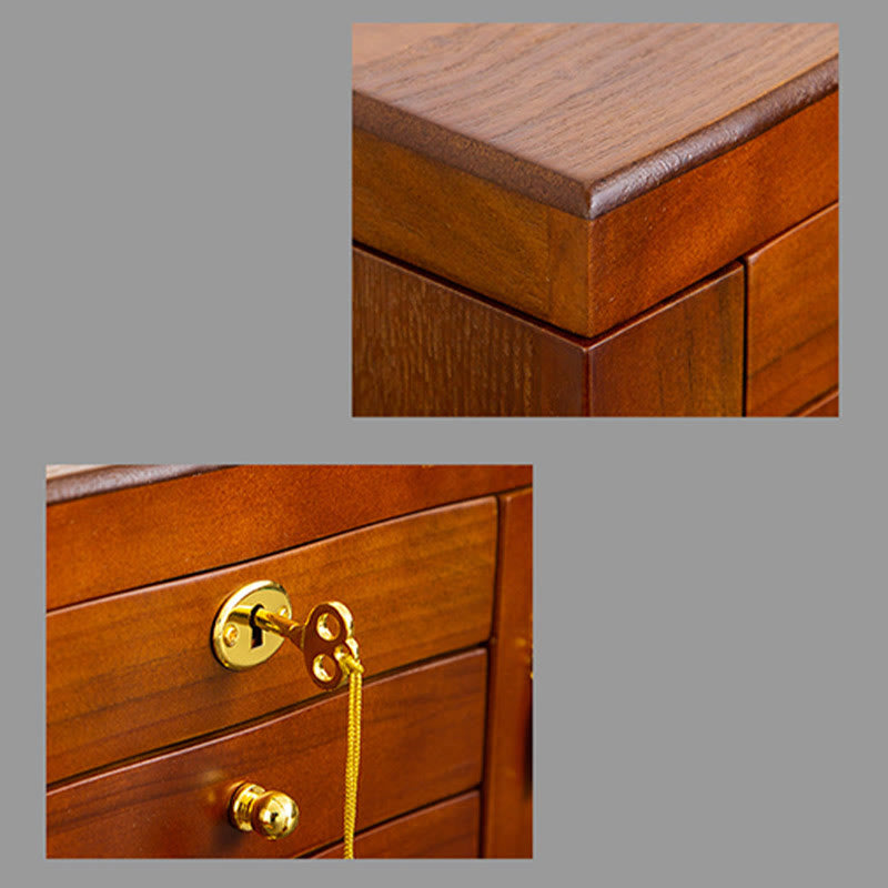 Nimara Ritual Vintage Large Capacity Wooden Jewelry Box Jewelry Storage Box With Mirror