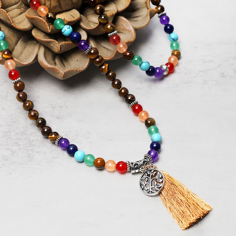 Nimara Ritual Healing Crystal Mala Prayer Beads 108 Meditation Healing Multilayer Bracelet Necklace