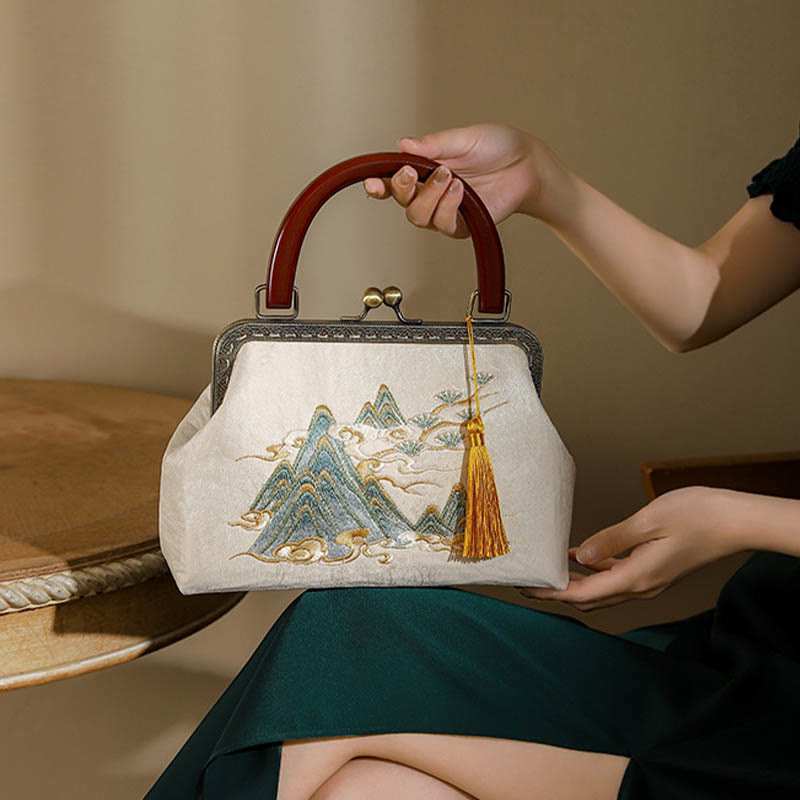 Nimara Ritual Landscape Painting Jacquard Handbag Crossbody Bag