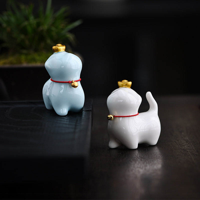 Nimara Ritual Mini Lucky Cat Ingot Tea Pet Ceramic Home Desk Figurine Decoration