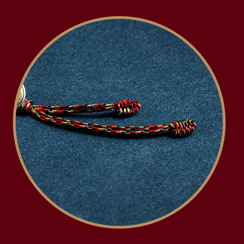 Nimara Ritual Handmade 925 Sterling Silver Chinese Zodiac Natal Buddha Protection Colorful Rope Bracelet
