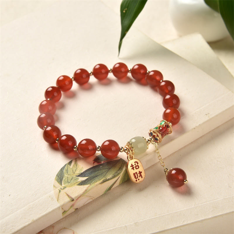 Nimara Ritual Natural Red Agate Jade Confidence Fortune Blessing Charm Bracelet