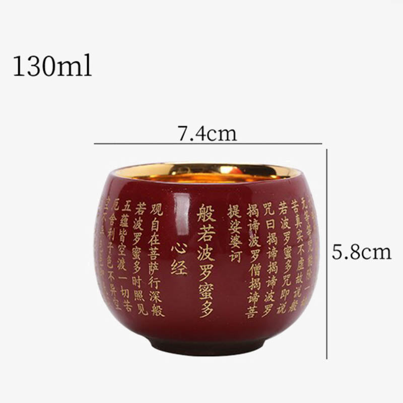 Nimara Ritual Heart Sutra Great Compassion Mantra Engraved Ceramic Teacup Kung Fu Tea Cup