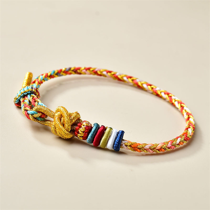 Nimara Ritual Handcrafted Colorful Gold Healing Braid Rope Bracelet