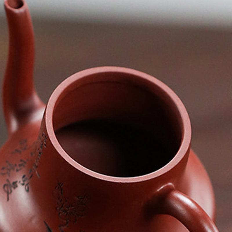 Nimara Ritual Vintage Bamboo Peach Blossom Purple Clay Kung Fu Teapot