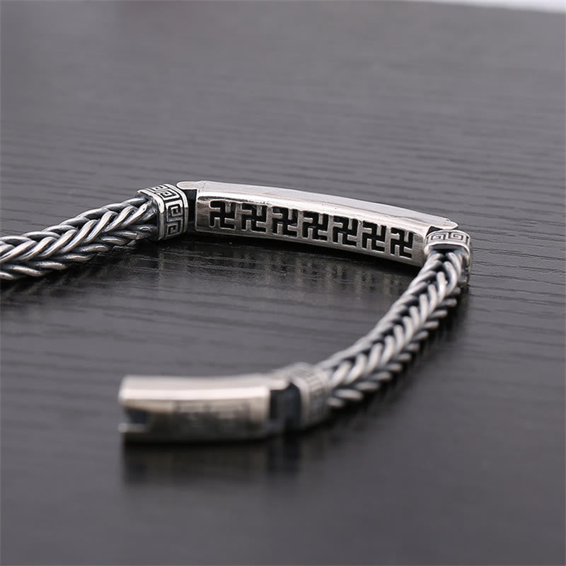 Nimara Ritual Swastika Pattern Engraved Luck Bracelet