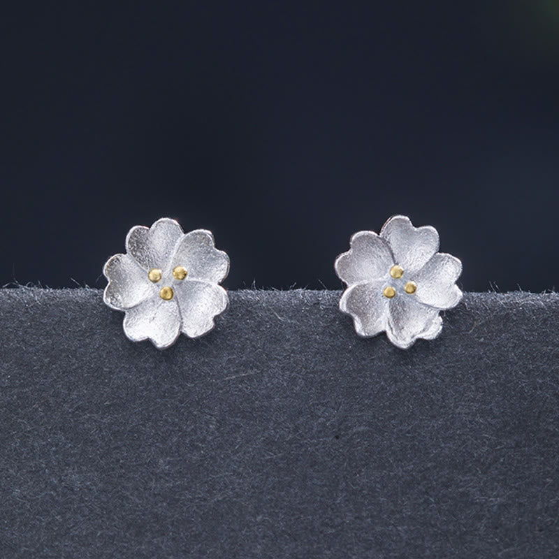 Nimara Ritual 925 Sterling Silver Cherry Blossoms Floral Calm Stud Earrings