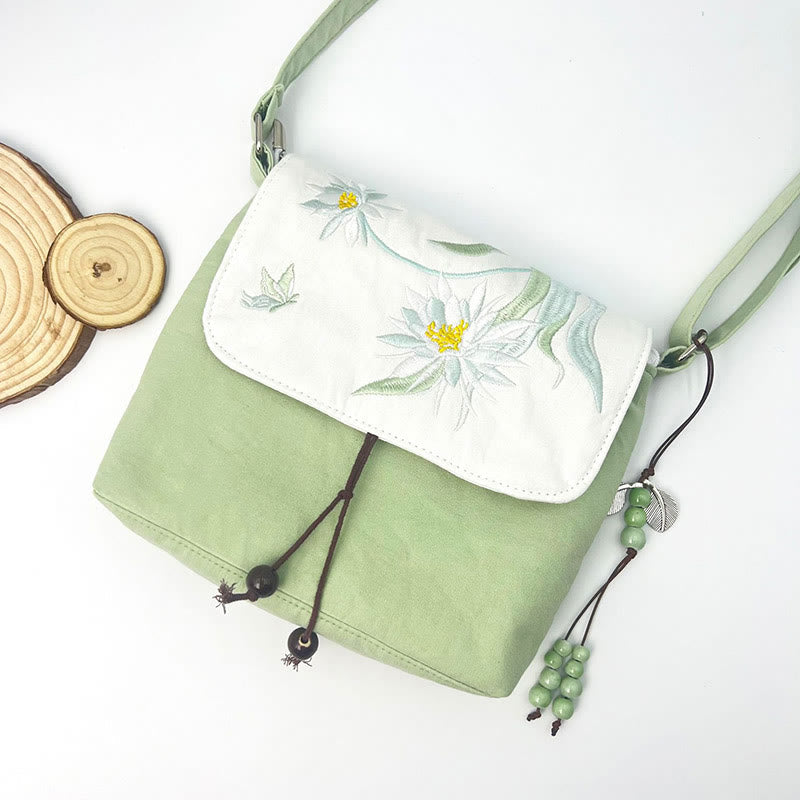 Nimara Ritual Embroidered Camellia Epiphyllum Gardenia Sakura Flowers Crossbody Bag Shoulder Bag Cellphone Bag