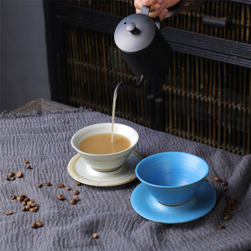 Nimara Ritual Planet Design Ceramic Coffee Mug Rough Pottery Tea Coffee Cup With Saucer