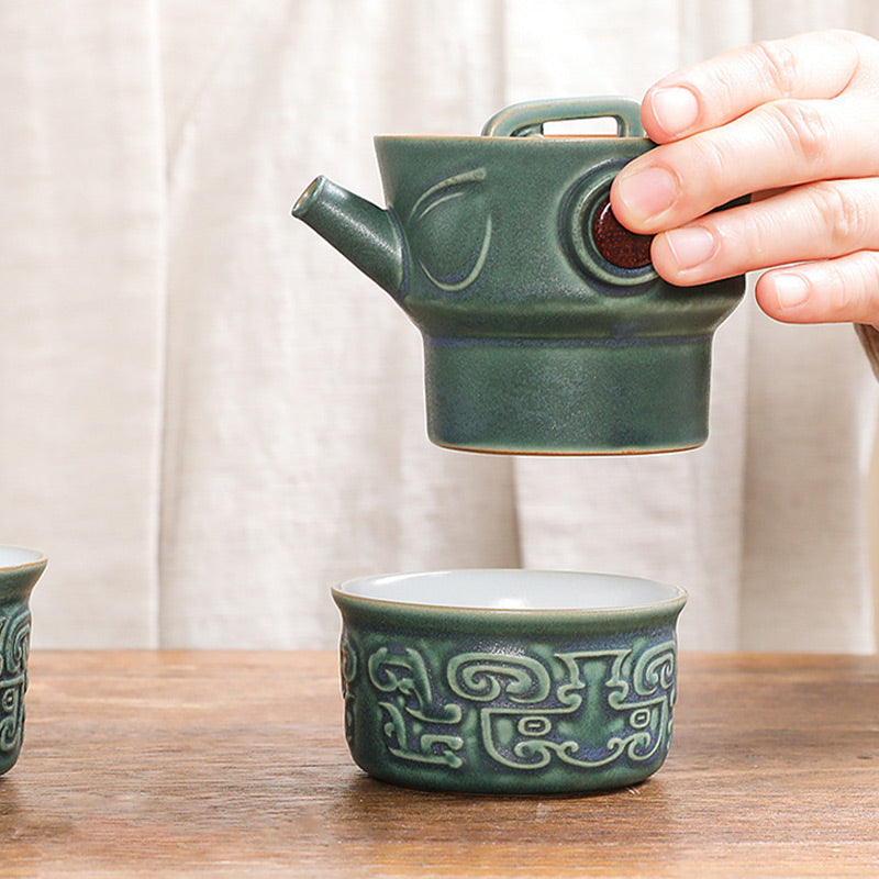 Nimara Ritual Sanxingdui Ceramic Teacup Kung Fu Tea Cup With Bag