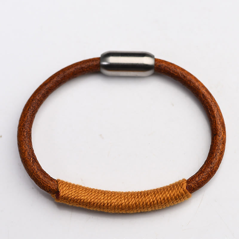 Nimara Ritual Tibetan Leather Handmade Five Elements Luck Braid String Buckle Bracelet