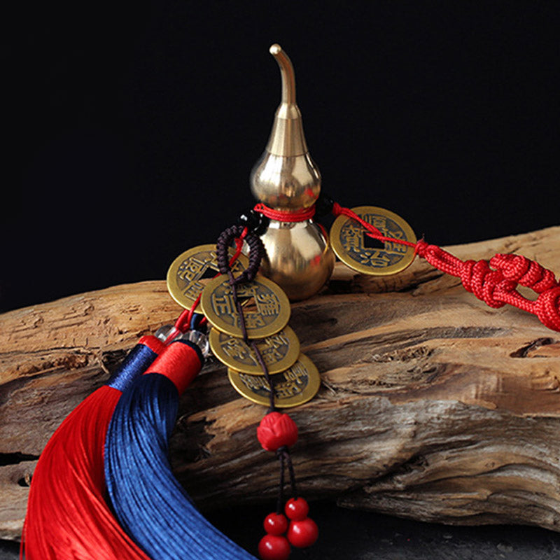Nimara Ritual Feng Shui Wu Lou Gourd Ancient Chinese Coins Wealth Car Hanging Decoration
